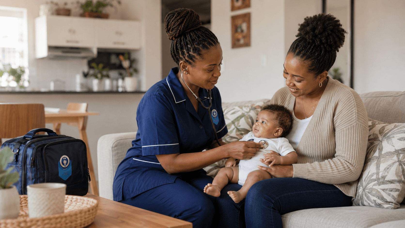 Registered Nurse providing baby and family care at home