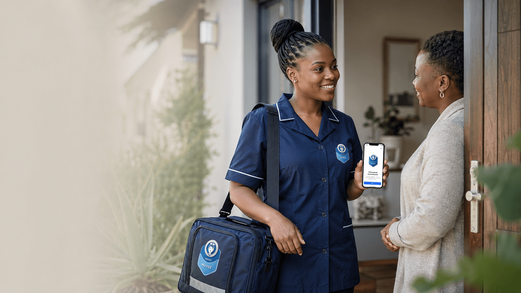 Registered Nurse arriving to provide care at a patient’s home